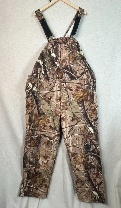 Carhartt Adult Dungarees RealTree Camo Overall Bibbs 50 x 32 Lined Double Knee - Image 2 of 4