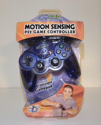 eDimension GPad Pro Motion Sensing PlayStation 2 PS2 Wired Controller Blue New