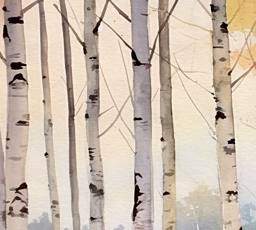 Autumn Birchwood 5"x7" Print on Matte Paper | Serene Woodland Watercolor Scene - Picture 11 of 17