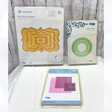 Quickutz Lifestyle Crafts NESTING SQUARE CIRCLE Scallop Dies Lot of 3
