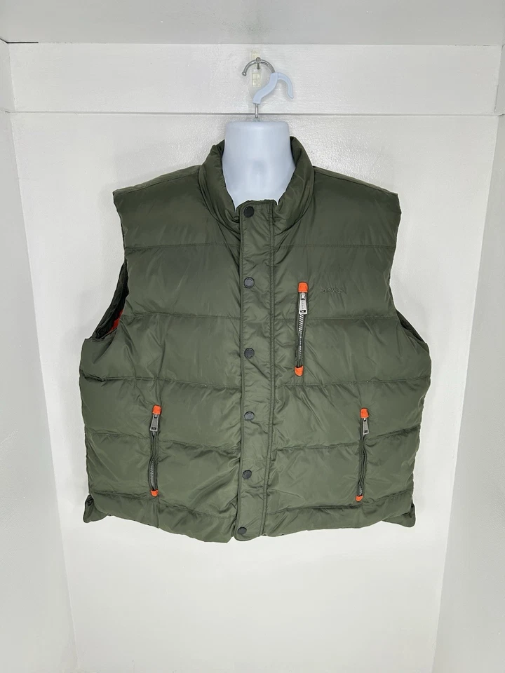 Orvis Green Puffer Duck Down Vest Size XXL Full Zip Snap Button Pockets Outdoor - Image 2 of 4