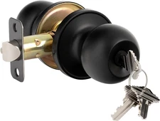 HOSOM Door Knob with Lock and Key, Keyed Entry Knob, 1 Pack, Matte Black 