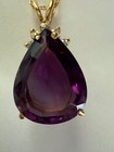 Large Natural Amethyst and Diamond Pendent Necklace in 14K Solid Yellow Gold — photo 5