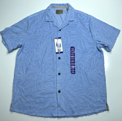 NWT WP Weatherproof Classic Garmet Men's Terry Button Up Shirt Size XXL Lt. Blue