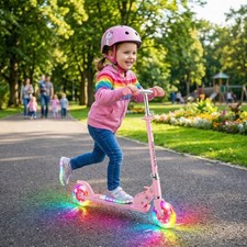 Kids Child Kick Push Scooter 2 Wheels LED Flashing Adjustable for Boys Girl Gift