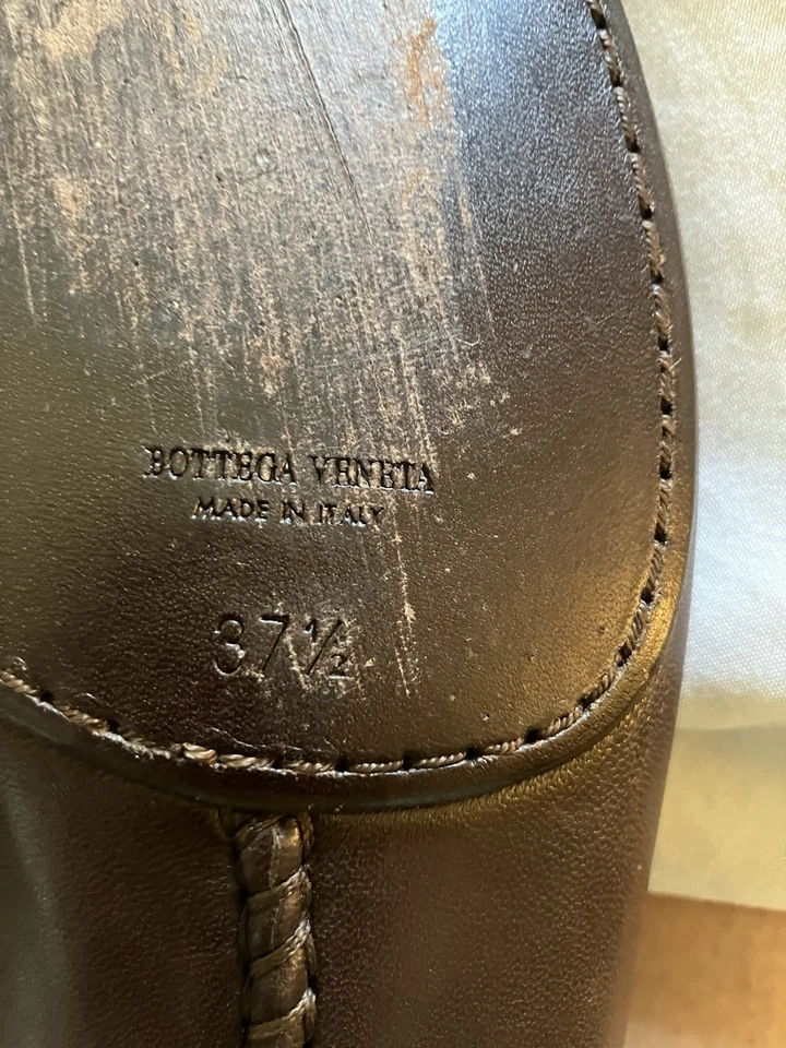 Bottega Veneta Marrón Tejido Plano con Un Poco de Tacón Talla 37 1/2 Hecho en Italia Foto 2 de 4
