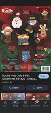 2001 NOS Bucilla "Holly Jolly" Ornaments 8 Felt Kit 84820 Santa Reindeer open