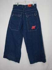 Vtg Y2k 90s Kik Girl Wide Leg Skater Baggy Blue Jeans Sz 5 30x28 Deep Pockets