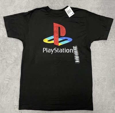 Sony PlayStation Classic Logo Ripple Junction T-Shirt Men's M Medium Black New