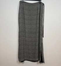 Banana Republic 100% Silk Maxi Skirt Sz 12 Black Gray Geometric Office Church