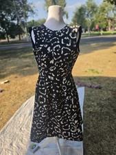 H&M Women's Black & White Leopard Print Fit & Flare Dress Size 2