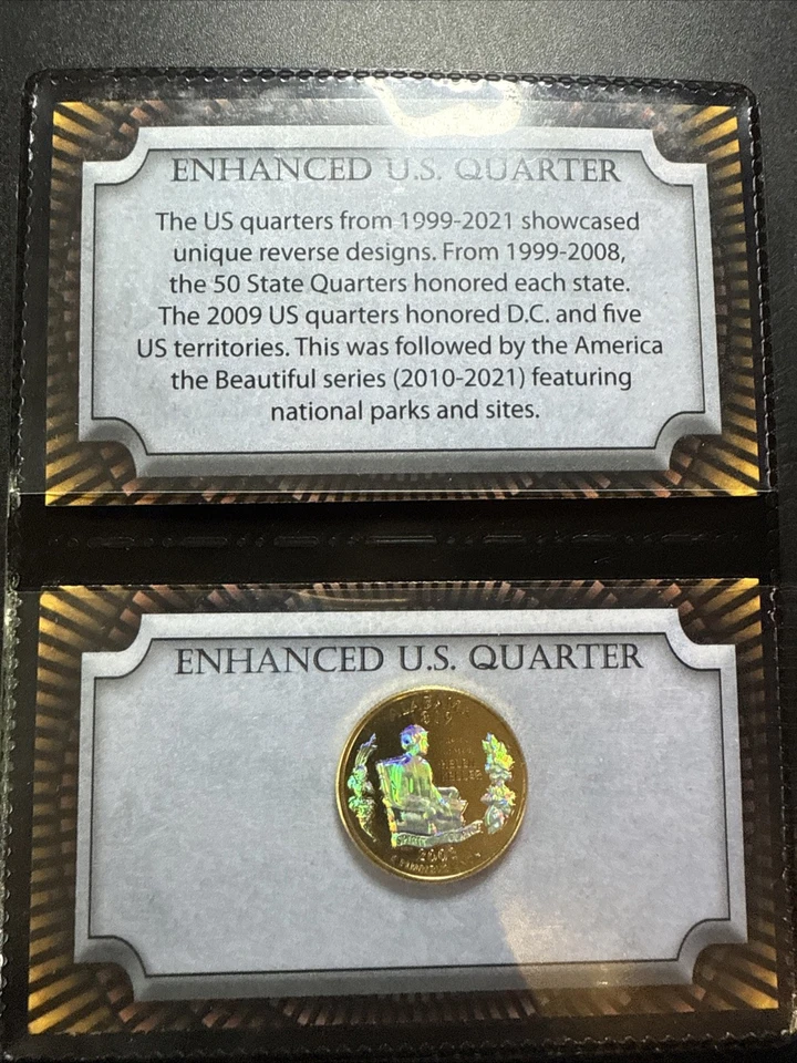 2003 Alabama Genuine U.S. Quarter Coin 24K Gold Plated Prism Hologram & Card - Image 3 of 4