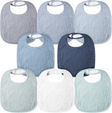 Baby Bibs for Drooling and teething 100 Cotton Muslin Bibs for Baby 8 Pack