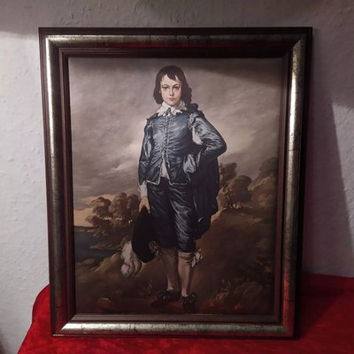 Gobelin bild mit rahmen 29 x 35 cm The Blue Boy by Thomas Gainsborough Vintage