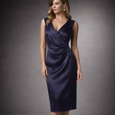 Jones Wear Dress Navy Evening Ruched 12 EUC