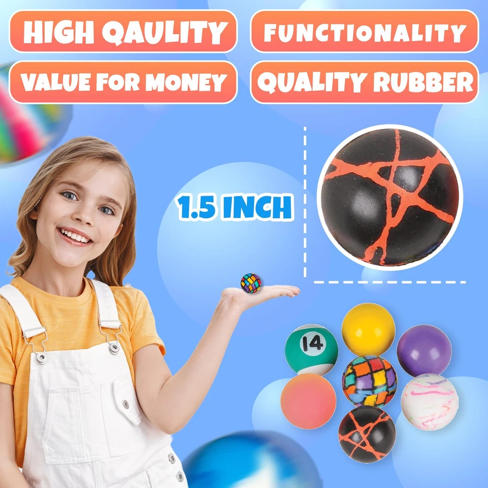 Bolas hinchables a granel - 250 bolas de goma de 1 pulgada de alto rebote para fiestas infantiles Foto 3 de 4