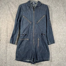 Rugby Ralph Lauren Womens Denim Jumpsuit Romper Linen Size M Utility Mechanic