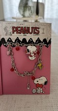 2 pack Peanuts Snoopy Woodstock, Necklace  Adjustable Charm Bracelet Red Hearts