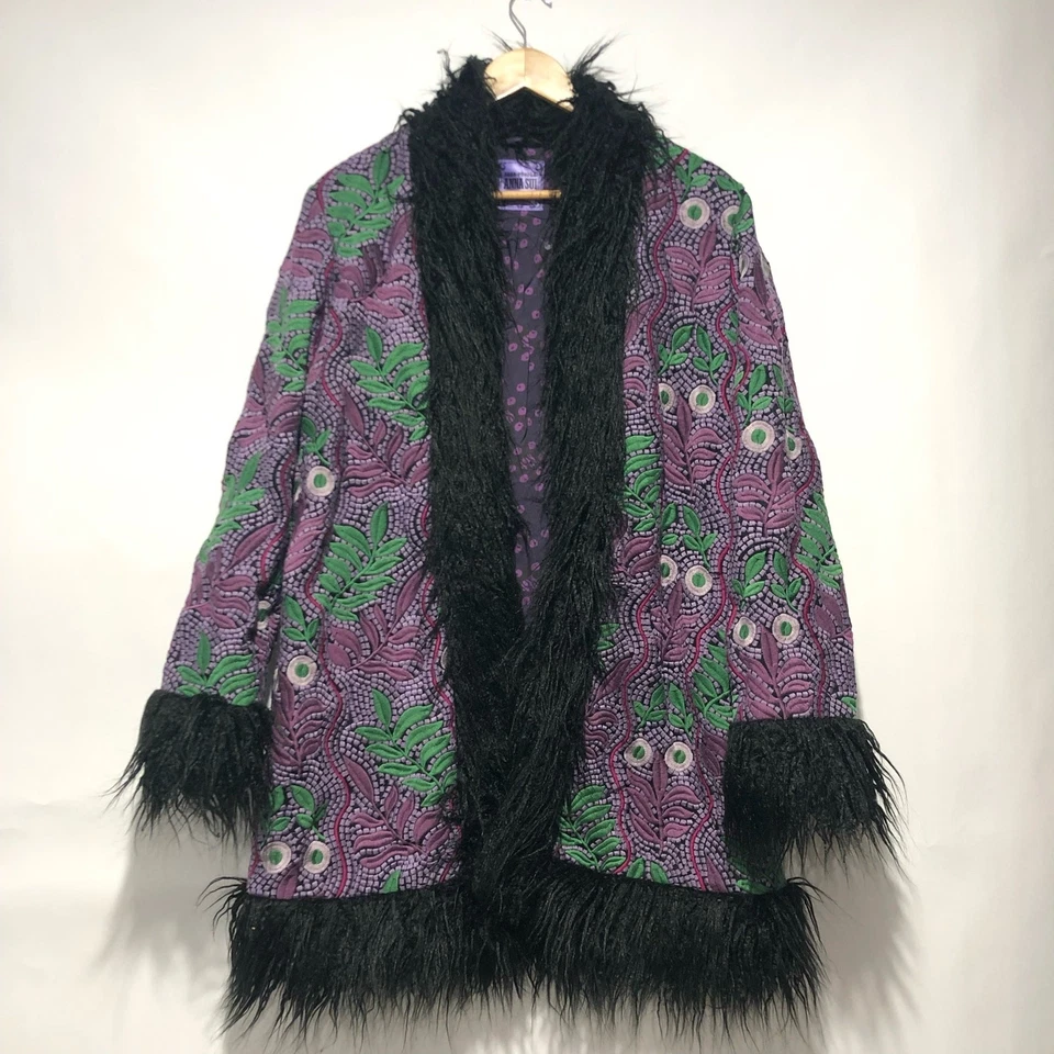 Free People X Anna Sui Jacquard Faux Fur Jacket Multicolor Size S - Image 4 of 4