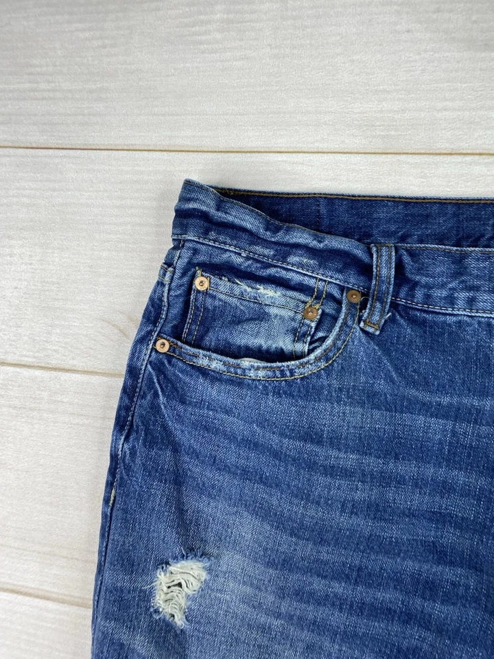 Aeropostale Aero Loose Jeans Mens 36/32 Dark Distressed Wash Relaxed Whiskering - Image 2 of 4