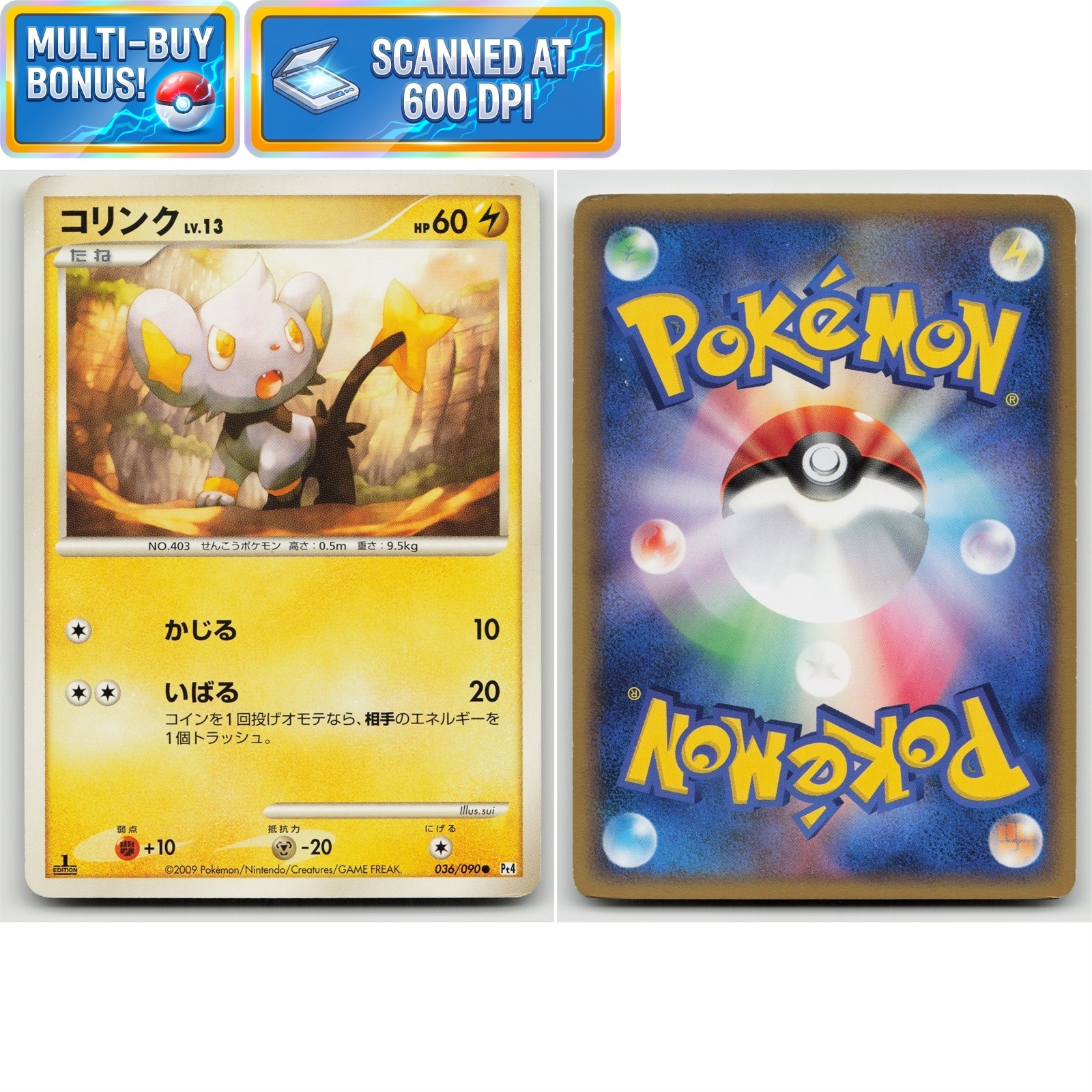Shinx 1st Edition 036/090 Advent of Arceus PT4 LP Japanese Pokémon TCG Card