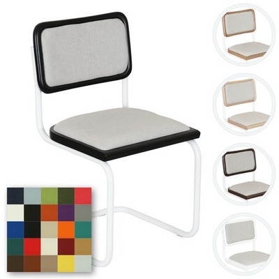 Breuer Chair Company Cesca Cantilever Chair White Frame Upholstered Seat & Back