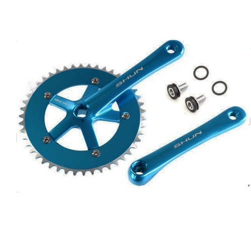 Plato y Bielas AZUL Aluminio CNC de Bicicleta Fixie Singlespeed 165 x 46 T  3742 | eBay