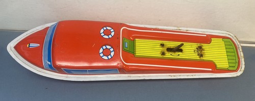 Vintage The Ohio Art Co Tin Wind-Up Toy Motor Boat Parts or Restoration Display - Picture 4 of 11