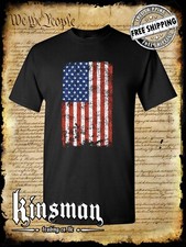 Distressed American US Flag T-Shirt - Patriotic 4th of July USA Grunge Military