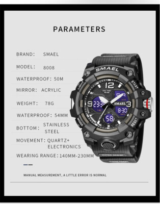 SMAEL Sport Watch Men Brand Digital Wristwatch LED Electronic Male Watches - Foto 11