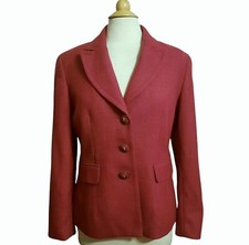TALBOTS Notched Lapel 3-Button Wool Twill Classic Blazer Sz 10 Wine