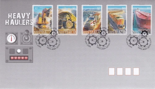 AFD240) Australia 2008 Heavy Haulers - Peel 'N' Stick Stamps FDC