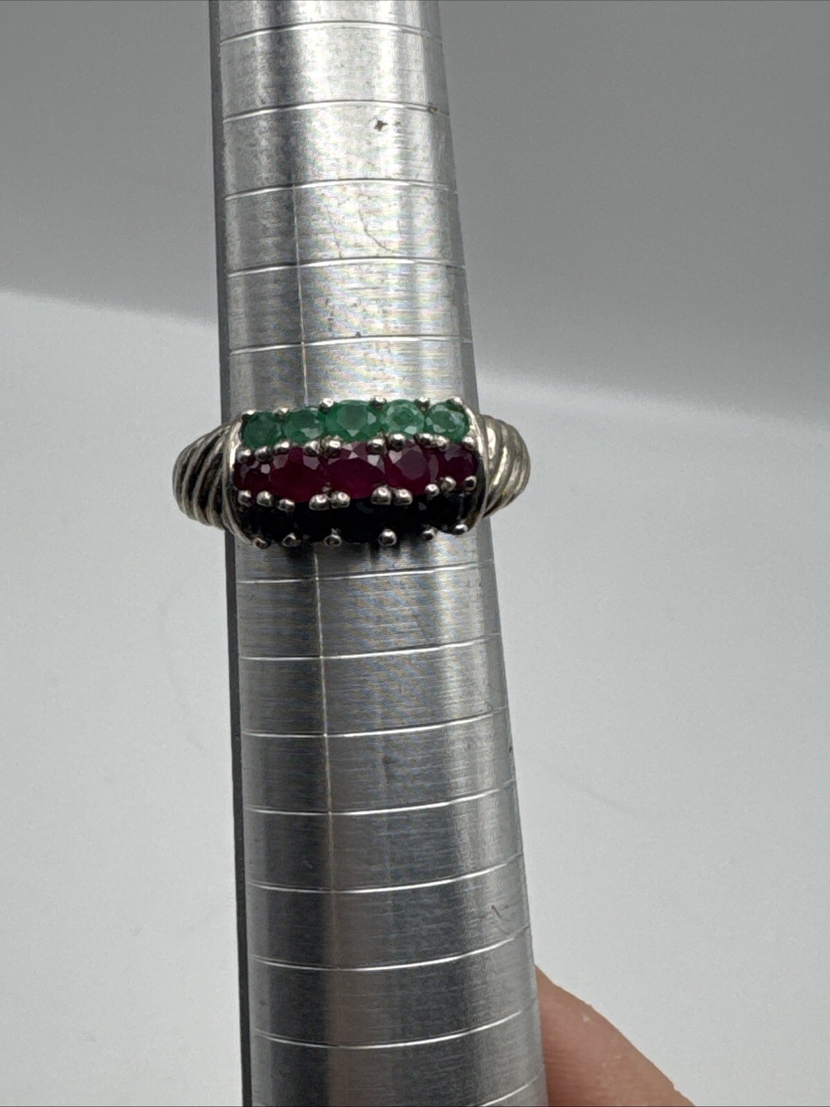 QVC Ruby Emerald Sapphire Multi-stone Ring 925 St… - image 1