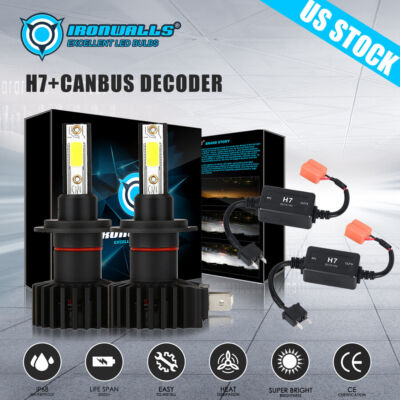 Kit 2 Ampoules LED H7 110W 26000LM 6000K - Sans Erreur Canbus, Pour Phares, Neuf