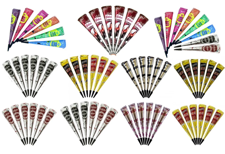 Golecha Henna for Mehndi Tattoo - Various Colours and Sizes 6x/8x Cones