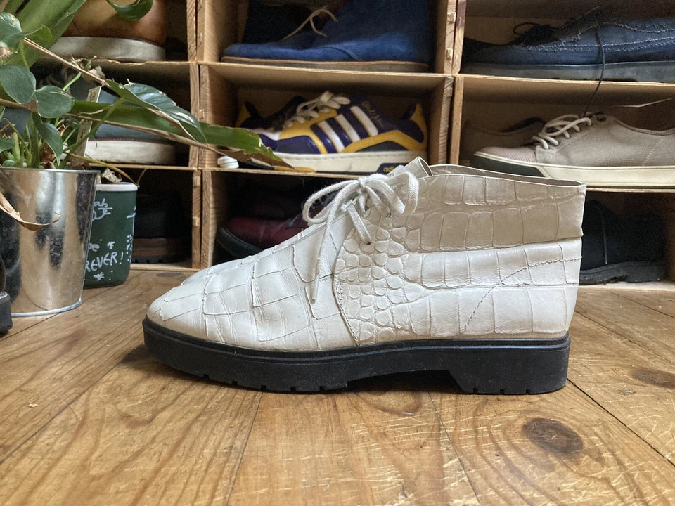 Chaussures Mixtes Alexander Wang Desert Boots Uk7 41 Crocodile Blanc Cassé - Photo 2/4