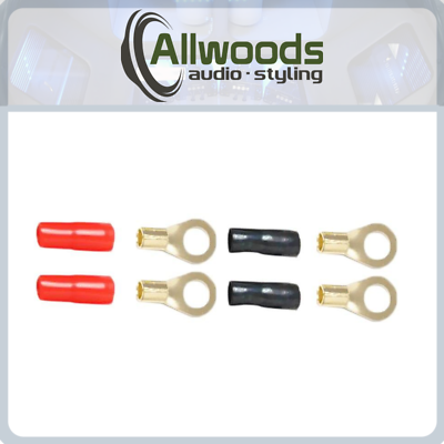 10-Pack 8 Gauge Gold Ring Terminals - Red & Black 5 Pair Set For Wiring | AWD Brand
