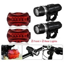 Powerful 5 LED Bike Lamp Bicycle Front Head Light+Rear Safety Flashlight 2 Set