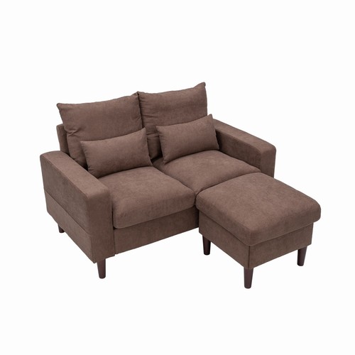 Modern 2 Seat Loveseat Sectional Sofa Couch with Ottoman for Bedroom Small Space - Picture 25 of 62