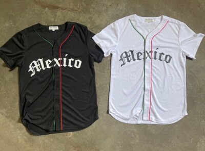 Design Team Mexico Cheer Fans Cheer Baseball Jersey Custom Any Name White&Black