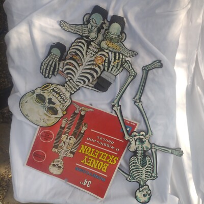 Vintage Halloween 34'' Boney Skeleton & 21'' Movable Skeleton