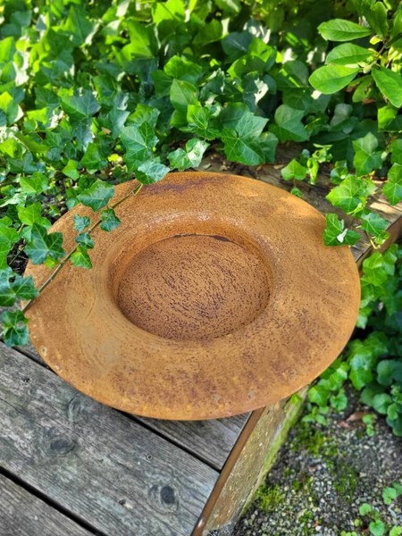 Edelrost Schale Teller Rund Pflanzwanne Blumenschale Pflanzschale Metall-image