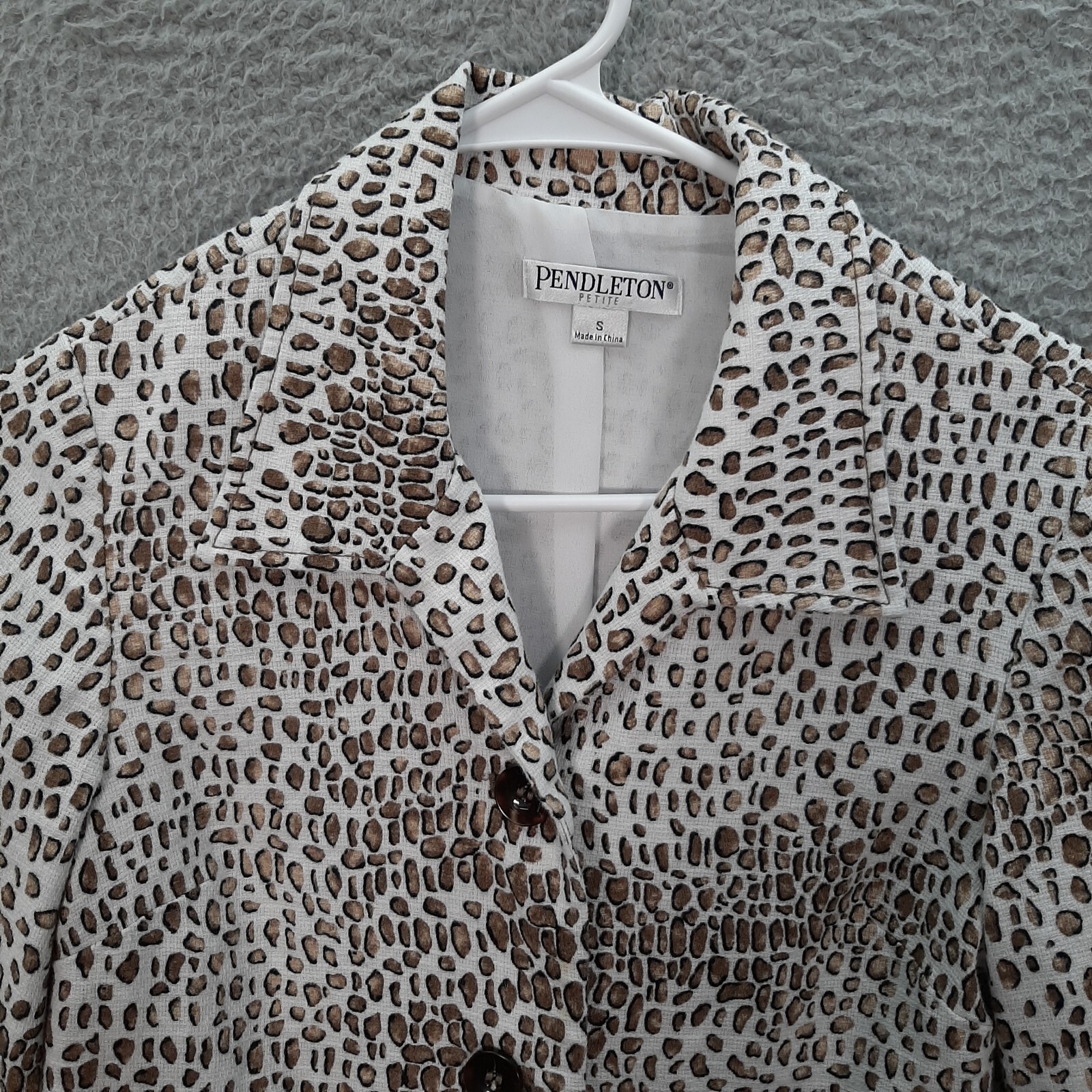Pendleton Jacket Womens Small White Brown Cheetah… - image 9