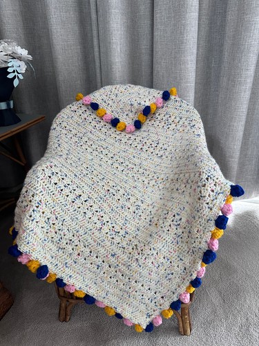Handmade Crochet Baby Blanket Car, Cot, Floor, Pram Gift Gender Neutral - Picture 2 of 11