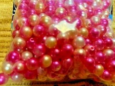 25  CT PACK  8 MM PINK/white  BEADS  SALMON, ...