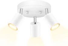 LED 3 Light Track Lighting Kit, LED Track Lighting Fixtures, White Round Ceiling