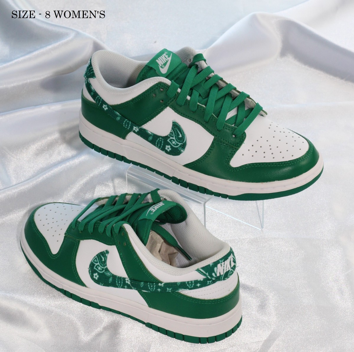 Size 8W - Nike Dunk Low Essential Paisley Pack Green White Low Top