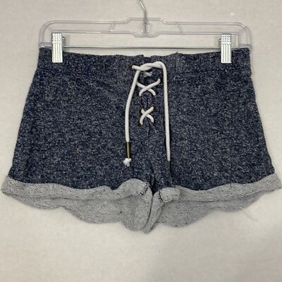 No Boundaries Knit Shorts, Elastic Waist, Rope Lace Up Front, Dark Blue, Small