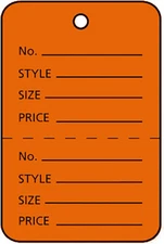 3000 Orange Perforated Tags Price Sale 1 ¼ x 1 ⅞” Two Part Unstrung Tag Small