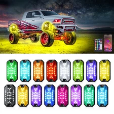 16 Pods RGB LED Rock Light Kits Underglow Neon Light for Truck SUV ATV OffRoad